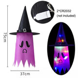 Halloween LED Flashing Light Hanging Ghost Halloween Party Dress Up Glowing Wizard Hat Lamp Horror Props Home Bar Decoration