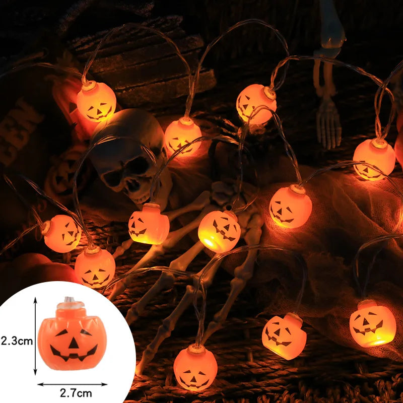 Halloween Decoration Led Light String Pumpkin Skull Head Eyeball Shaped Lamp String  Trick Or Treat Lantern Horror Halloween Day