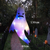 Halloween Ghost Hanging with LED Light Spooky Ghost Flag Indoor Outdoor Prop Decoration Tree Pendant Ornament Party DIY Supplies