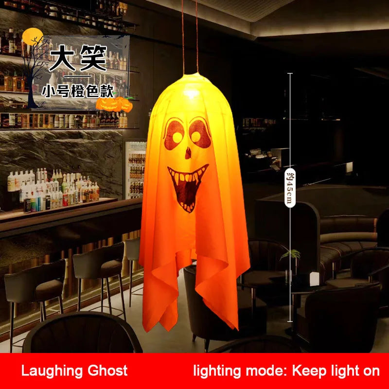 2024 LED Glow Ghost Party Halloween Decoration for Home Indoor Outdoor Haunted House Bar Hanging Horror Props with Lights