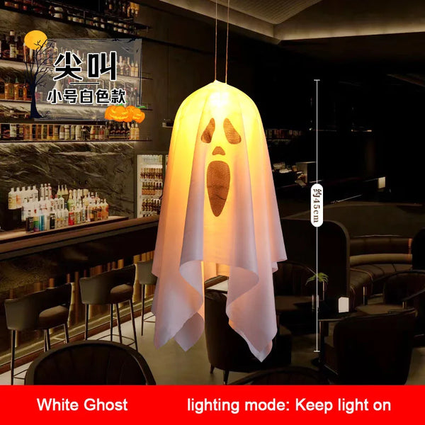 2024 LED Glow Ghost Party Halloween Decoration for Home Indoor Outdoor Haunted House Bar Hanging Horror Props with Lights