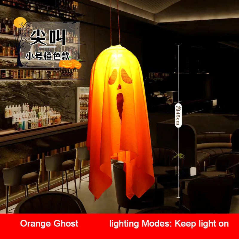 2024 LED Glow Ghost Party Halloween Decoration for Home Indoor Outdoor Haunted House Bar Hanging Horror Props with Lights